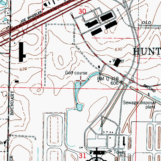 Topographic Map of Jetport Municipal Golf Course, AL