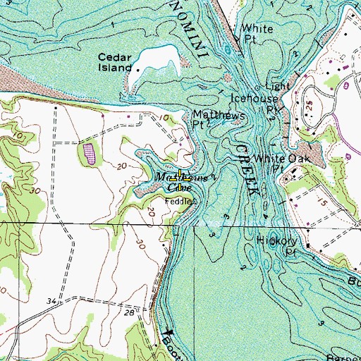 Topographic Map of Matthews Cove, VA