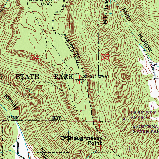 Topographic Map of Joe B Shirley Lookout Tower, AL