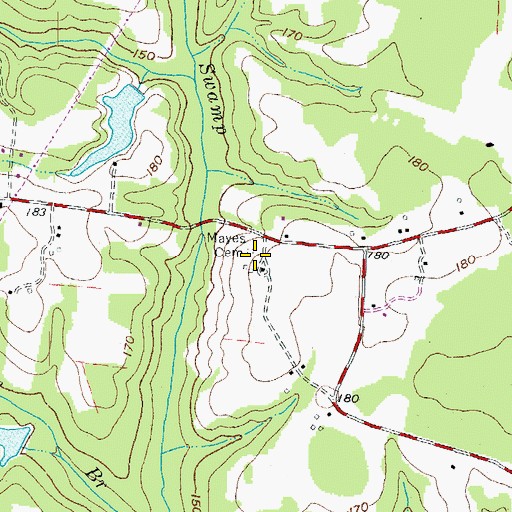 Topographic Map of Mayes Cemetery, VA