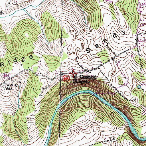 Topographic Map of McConnell Chapel, VA
