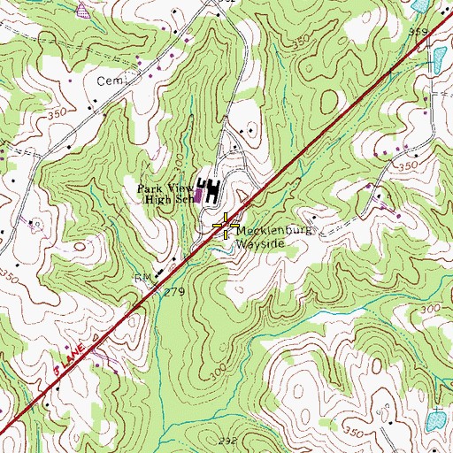 Topographic Map of Mecklenburg Wayside, VA