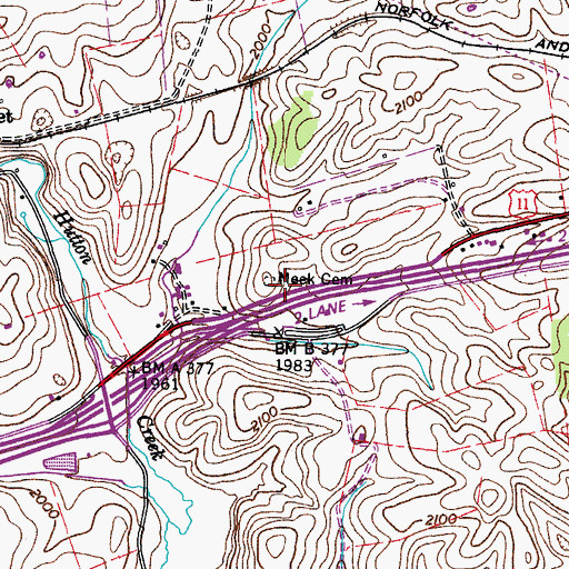 Topographic Map of Meek Cemetery, VA
