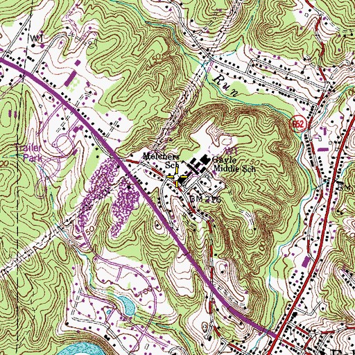 Topographic Map of Melchers School, VA