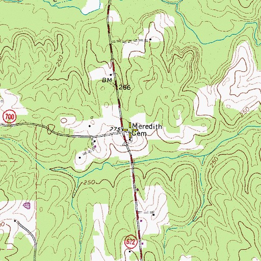 Topographic Map of Meredith Cemetery, VA
