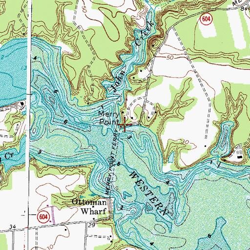 Topographic Map of Merry Point, VA