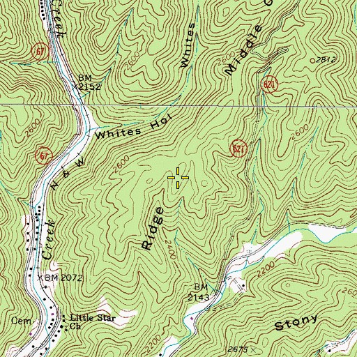 Topographic Map of Middle Creek Ridge, VA