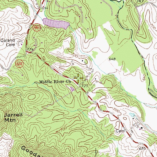 Topographic Map of Middle River Church, VA