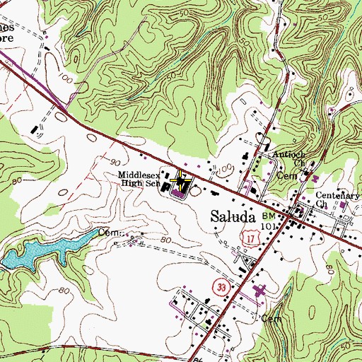 Topographic Map of Middlesex High School, VA