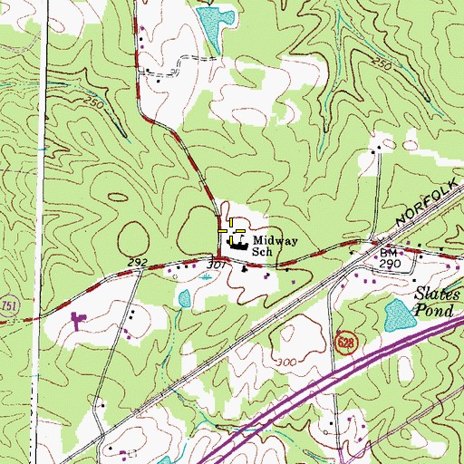 Topographic Map of Midway Elementary School, VA