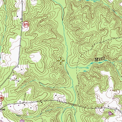 Topographic Map of Mill Branch, VA