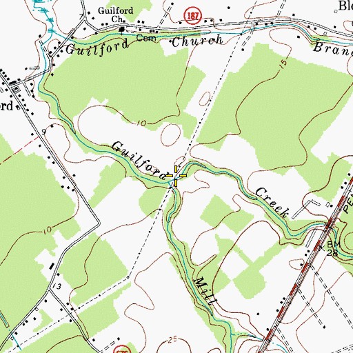 Topographic Map of Mill Branch, VA