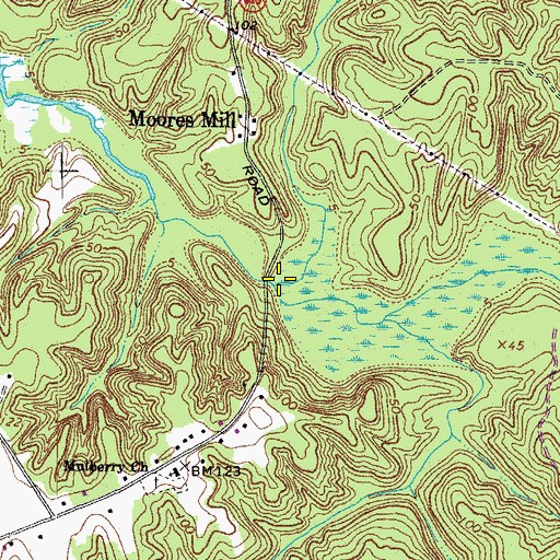 Topographic Map of Mill Branch, VA