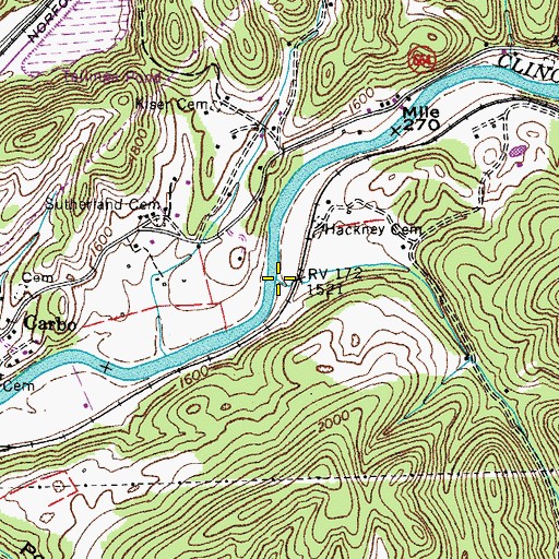 Topographic Map of Mill Creek, VA