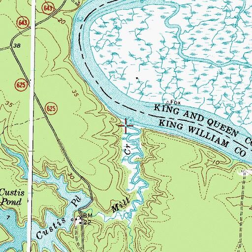 Topographic Map of Mill Creek, VA