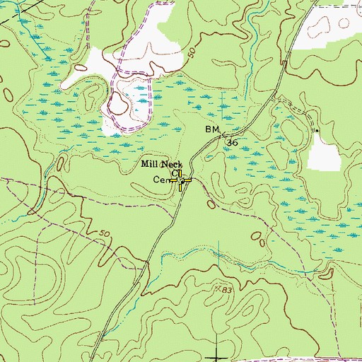 Topographic Map of Mill Neck Church, VA