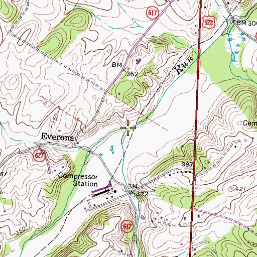 Topographic Map of Mill Run, VA