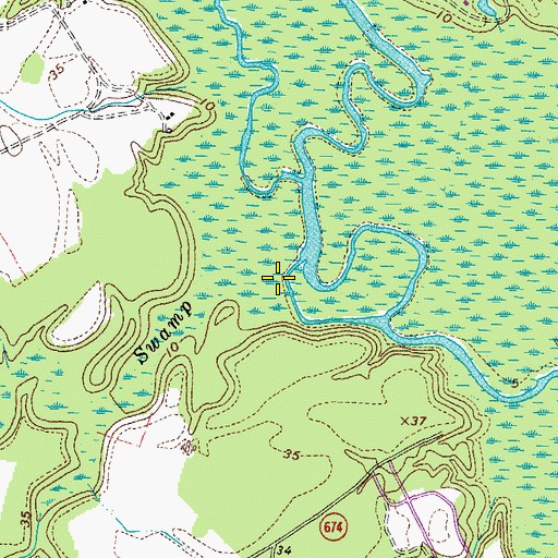 Topographic Map of Mill Swamp, VA