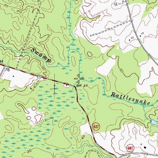Topographic Map of Mill Swamp, VA