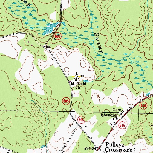 Topographic Map of Millfield Church, VA