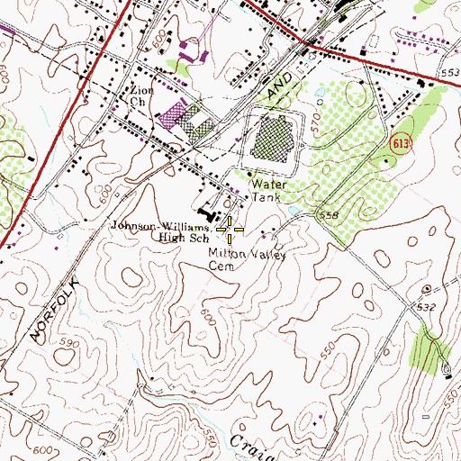 Topographic Map of Milton Valley Cemetery, VA