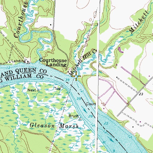 Topographic Map of Mitchell Hill Creek, VA