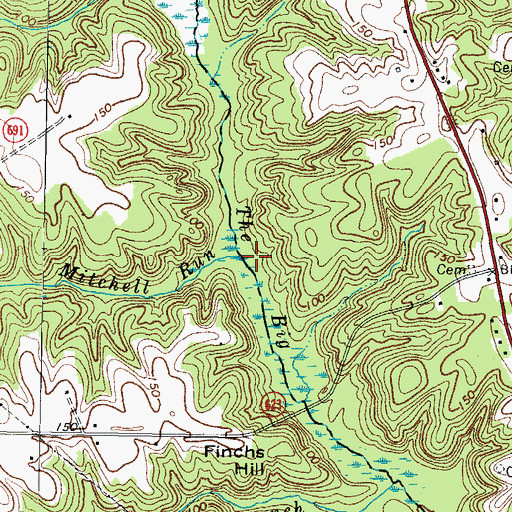Topographic Map of Mitchell Run, VA