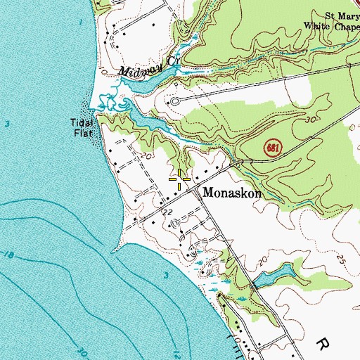 Topographic Map of Monaskon, VA