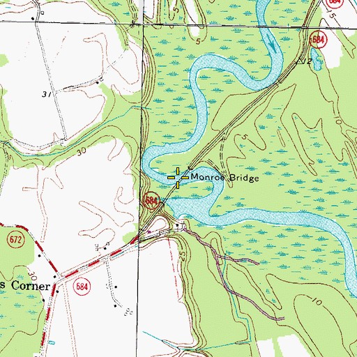 Topographic Map of Monroe Bridge, VA