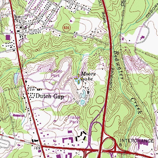 Topographic Map of Moore Lake, VA