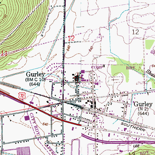 Topographic Map of Madison County High School, AL