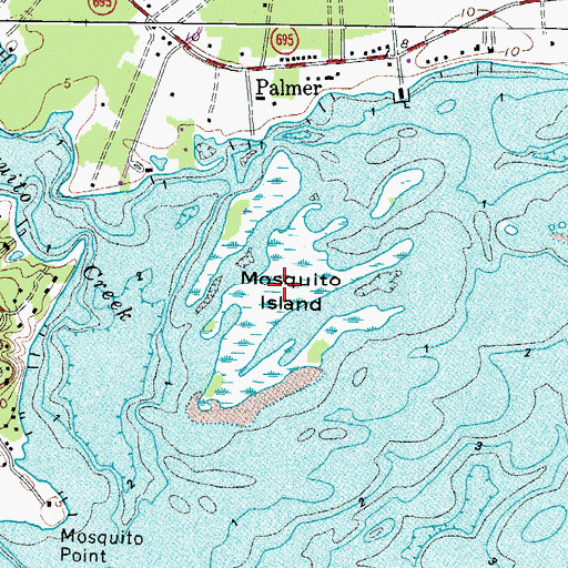 Topographic Map of Mosquito Island, VA