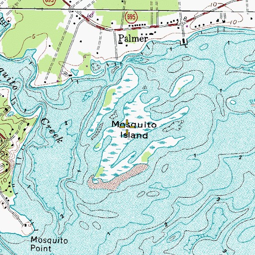 Topographic Map of Mosquito Island, VA