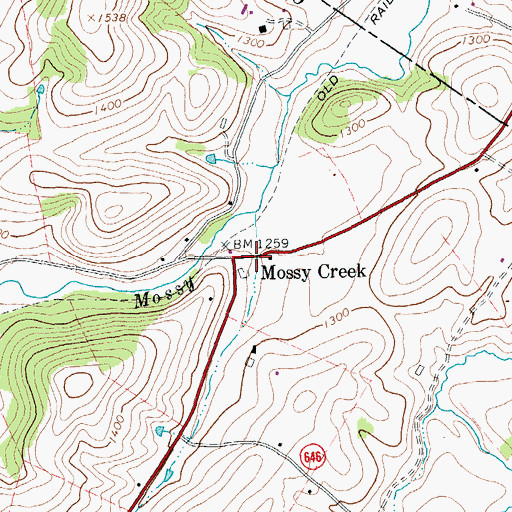 Topographic Map of Mossy Creek, VA