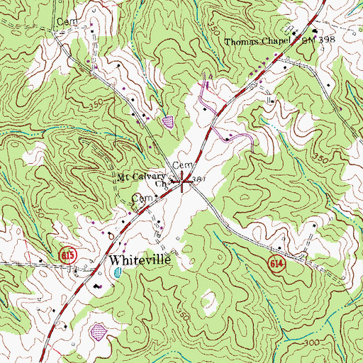 Topographic Map of Mount Calvary Church, VA