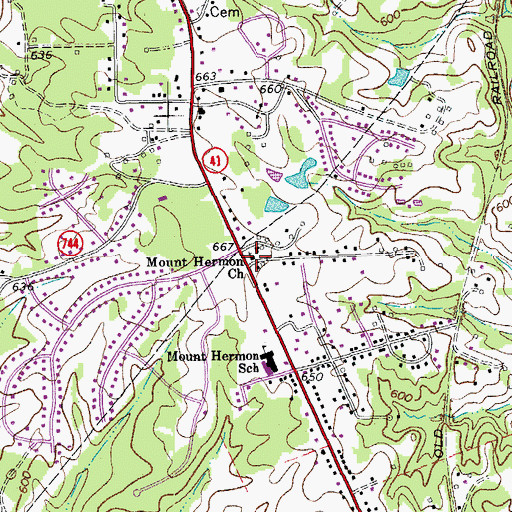 Topographic Map of Mount Hermon Church, VA
