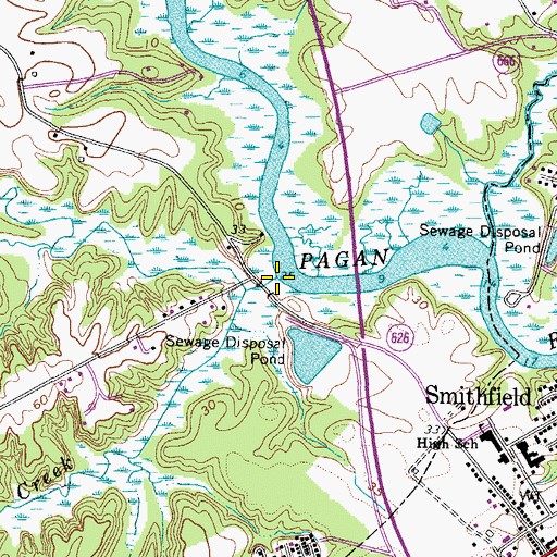 Topographic Map of Mount Holly Creek, VA