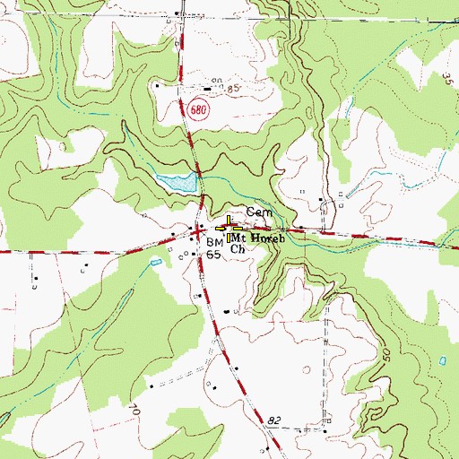 Topographic Map of Mount Horeb Church, VA