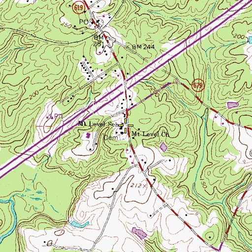 Topographic Map of Mount Level School, VA