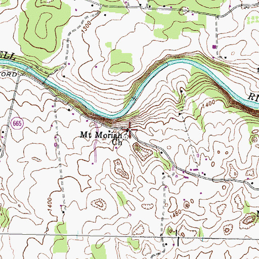 Topographic Map of Mount Moriah Church, VA