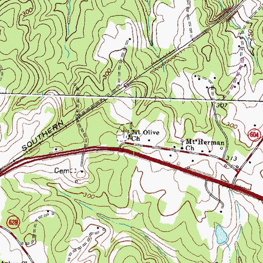 Topographic Map of Mount Olive Church, VA