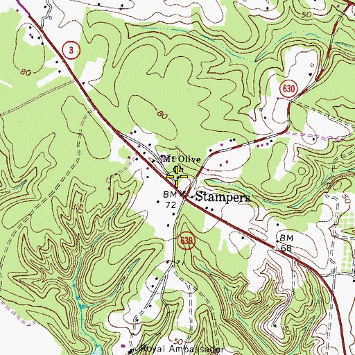 Topographic Map of Mount Olive Church, VA