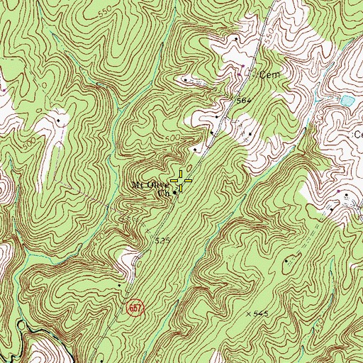 Topographic Map of Mount Olive Church, VA