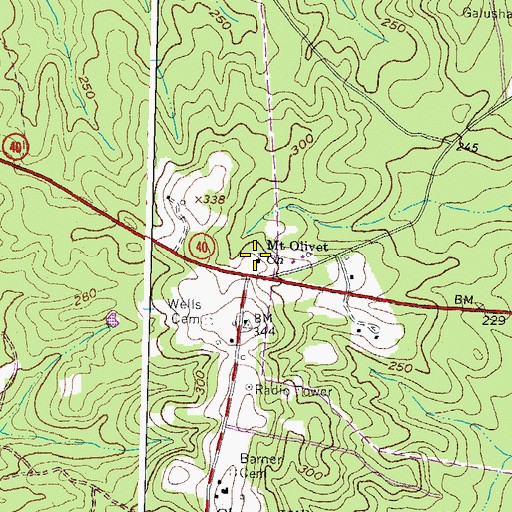 Topographic Map of Mount Olivet Church, VA