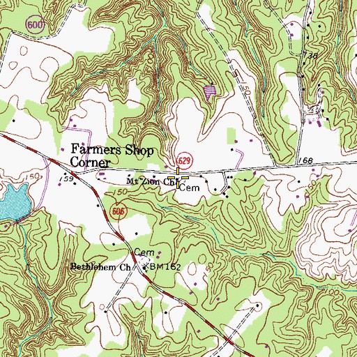 Topographic Map of Mount Zion Church, VA