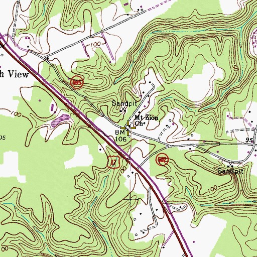 Topographic Map of Mount Zion Church, VA