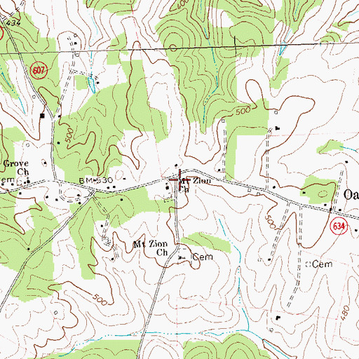 Topographic Map of Mount Zion Church, VA