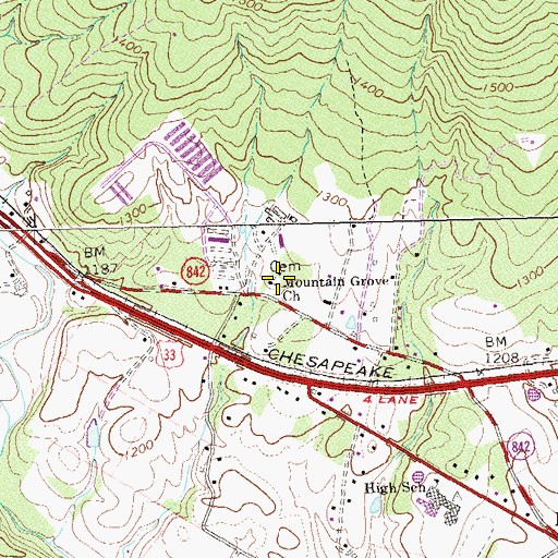 Topographic Map of Mountain Grove Church, VA