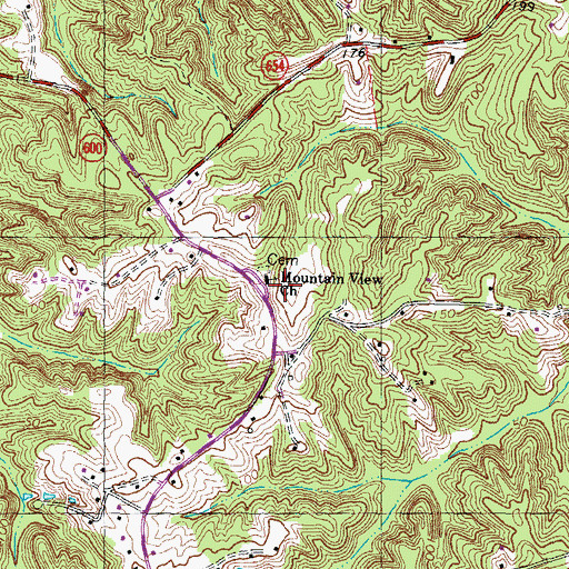Topographic Map of Mountain View Church, VA