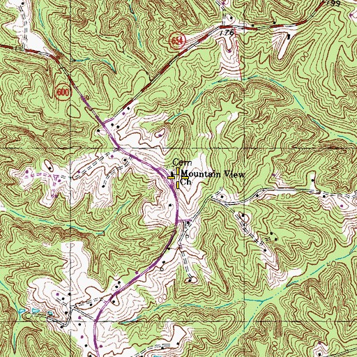 Topographic Map of Mountain View Church, VA